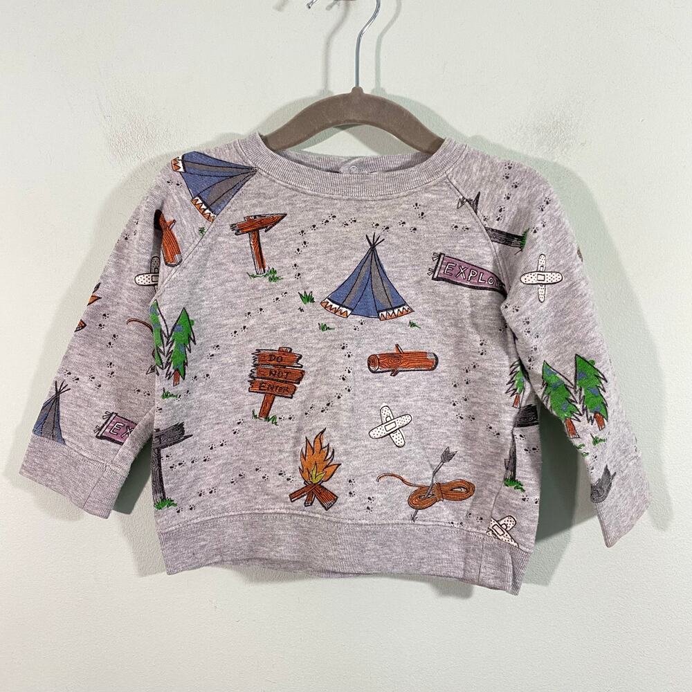 Stella McCartney Grey Camper Explorer Graphics Pullover Sweatshirt Size 12M